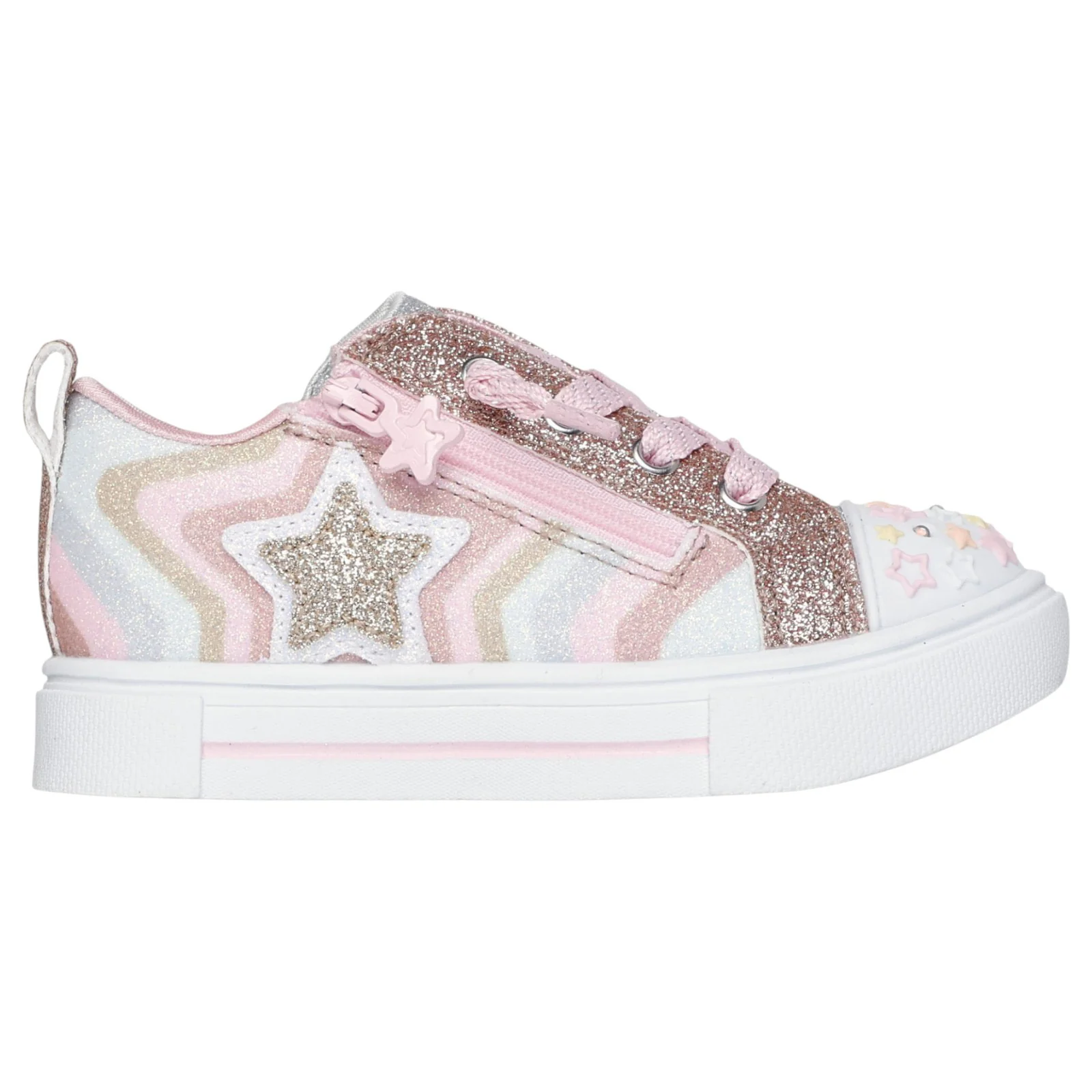 Skechers Twinkle Sparks Cosmic Burst Girls Star Burst Low Top Sneaker W/Twist Off Lace
