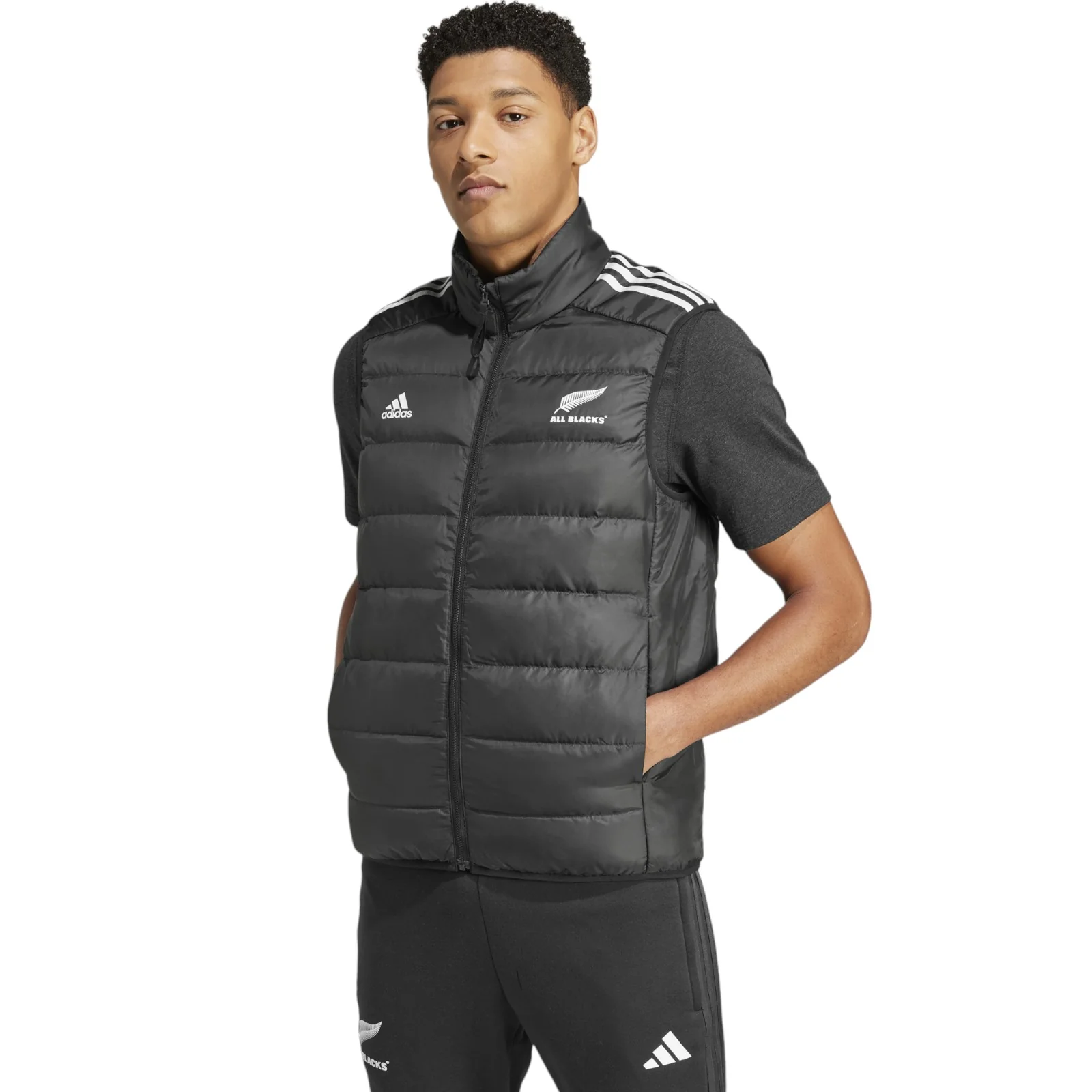 adidas All Blacks Rugby Adults Full-Zip Gilet Vest