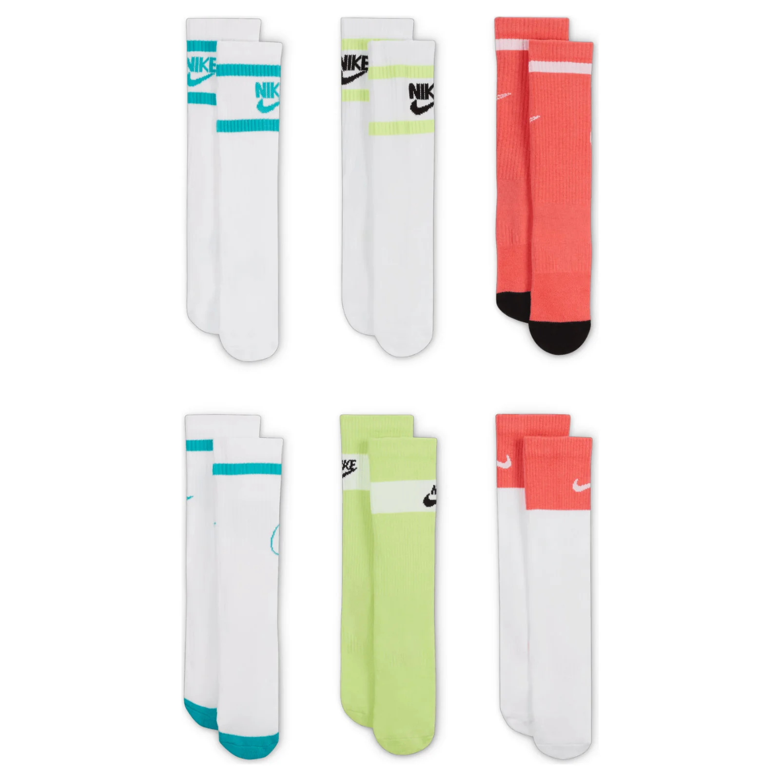 Nike Everyday Kids Cushioned Crew Socks (6 Pairs)