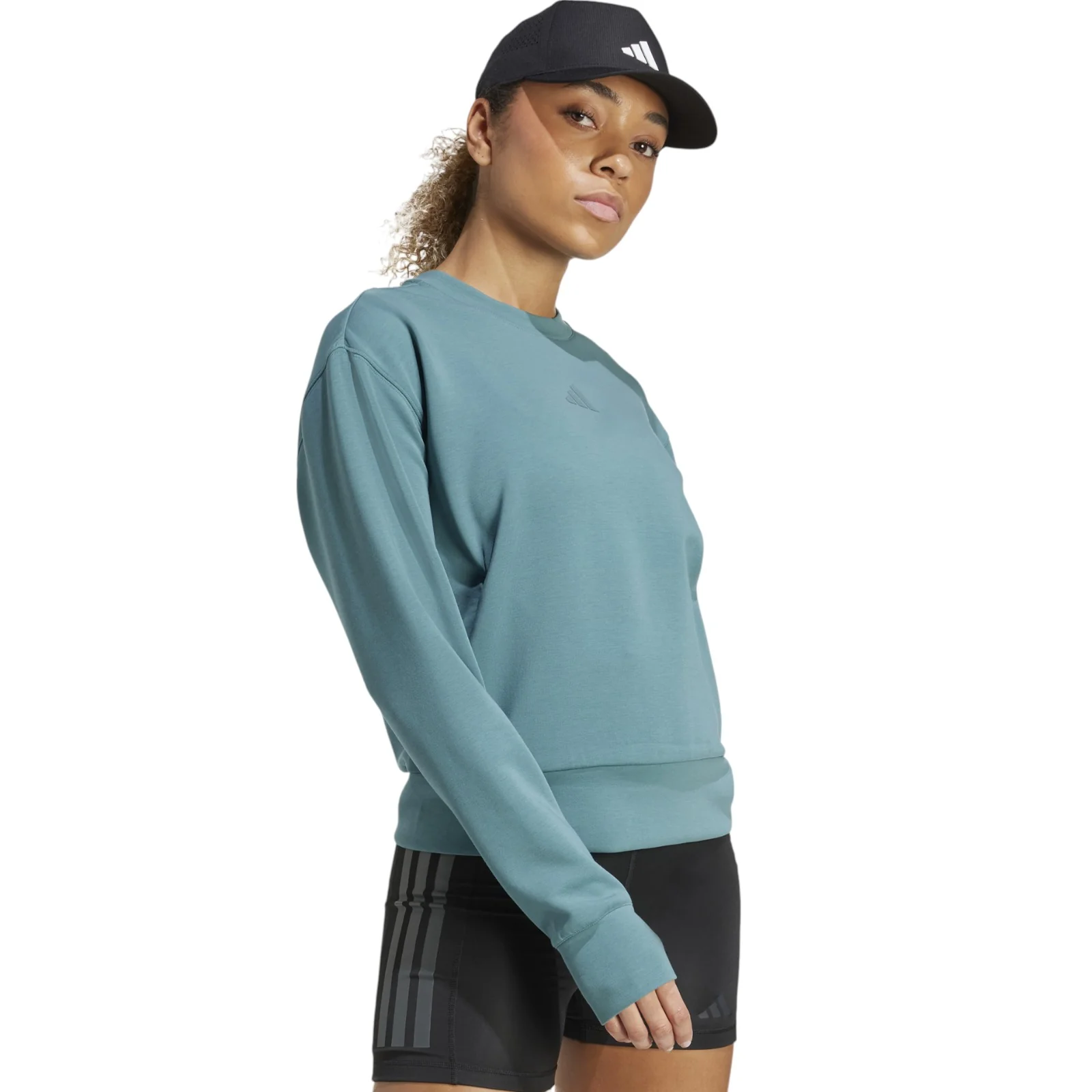 adidas D4T Womens Loose-Fit Fleece Crew Sweatshirt