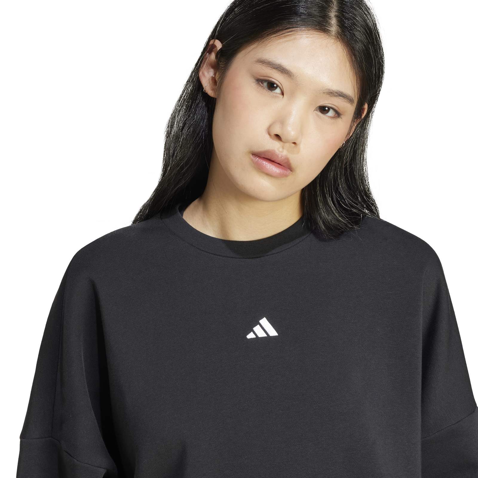2080-adidas-womens-fleece-crew-pullover-logo-sweatshirt-3.jpg adidas Womens Fleece Crew Pullover Logo Sweatshirt