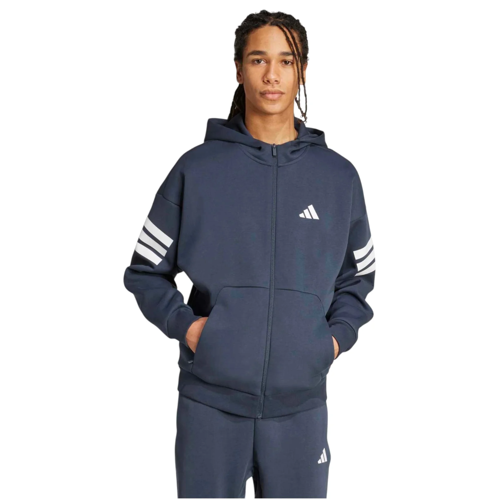 adidas Future Icons 3-Stripes Mens Full-Zip Hoodie