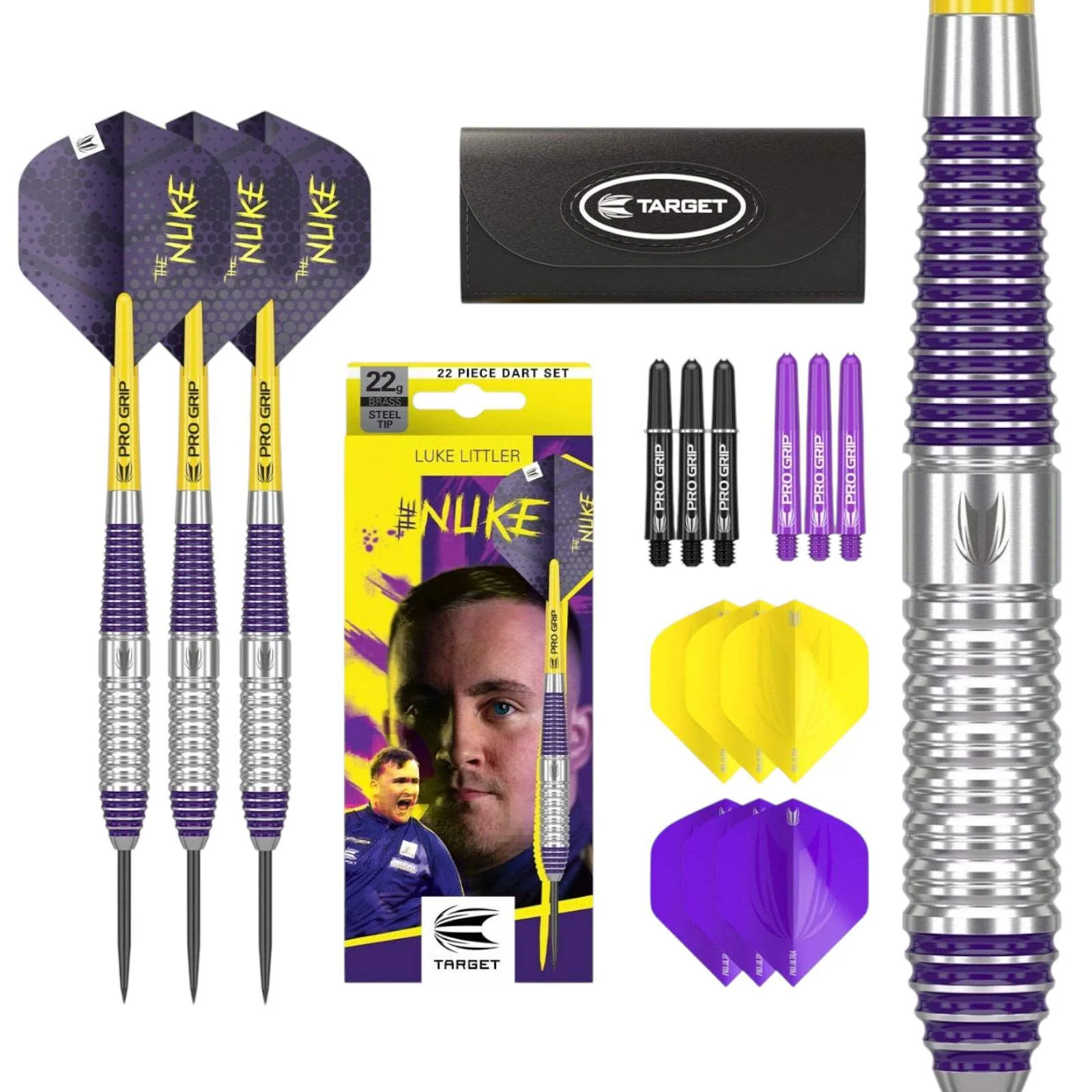 Target Darts Luke Littler 'The Nuke' Brass 22G Steel Tip Dart Set