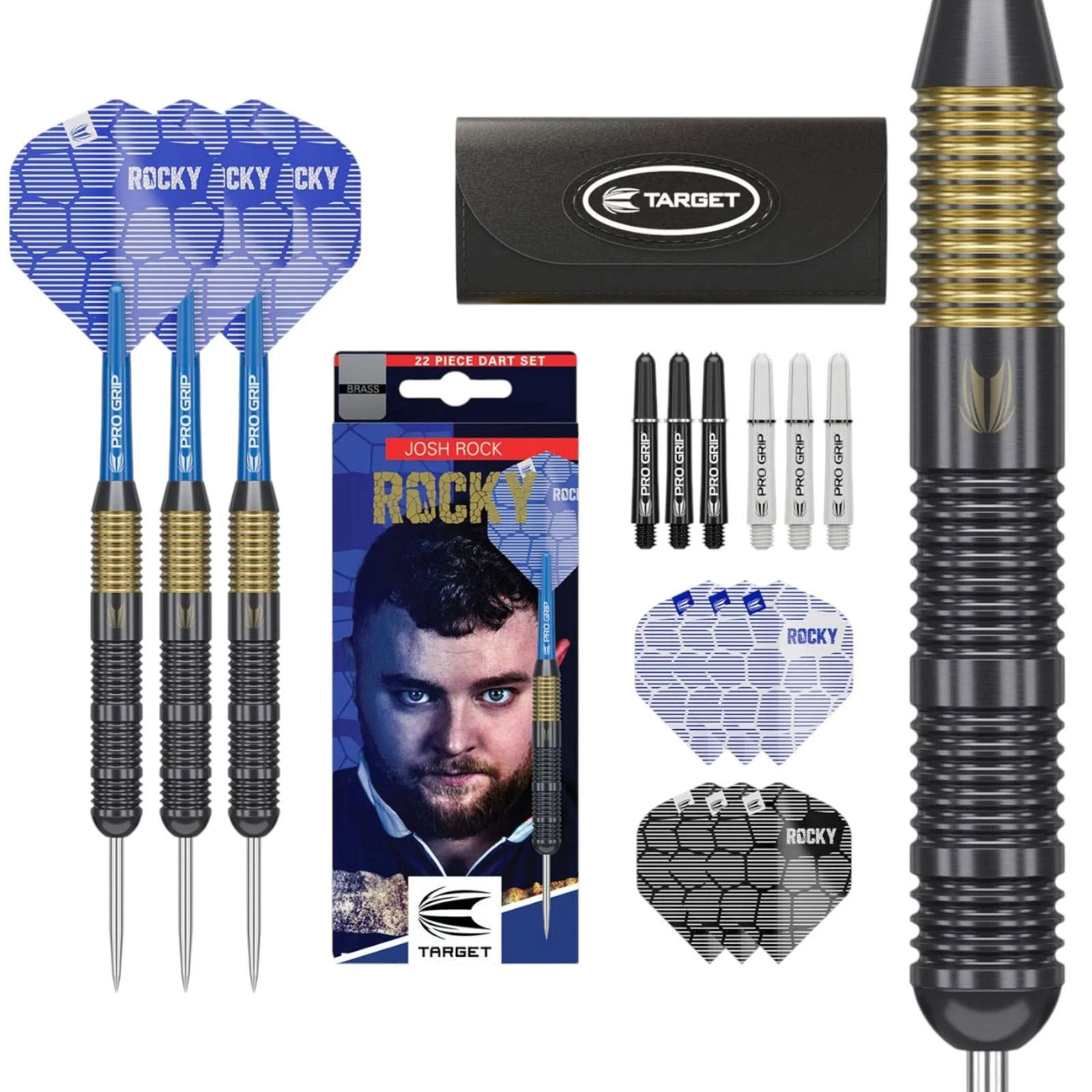 Target Darts Josh Rock 'Rocky' Brass 22G Steel Tip Dart Set