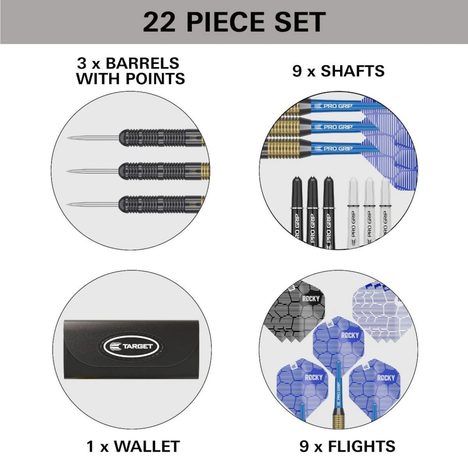 Target Darts Josh Rock 'Rocky' Brass 22G Steel Tip Dart Set